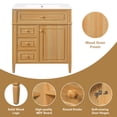 thumbnail image 6 of 30" Bathroom Vanity with Sink, Solid Wood Vanity Cabinet with Flip-Out Drawer, 2 Drawers and 1 Soft-Close Door, Natural Wood, 6 of 12