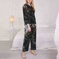 thumbnail image 3 of Gukieu Surreal Panda Warrior Print Women's Long Sleeve Pajama Set, Button Top Elastic Pocket Pajama Pants Two Piece Set Home Wear-Small, 3 of 7