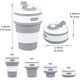 thumbnail image 2 of Paquete de 2 vasos plegables de silicona (350 ml cada uno) Taza de viaje reutilizable sin BPA, a prueba de fugas / plegable / portátil para acampar, al aire libre y en la oficina oso de fresa Hogar, 2 of 5