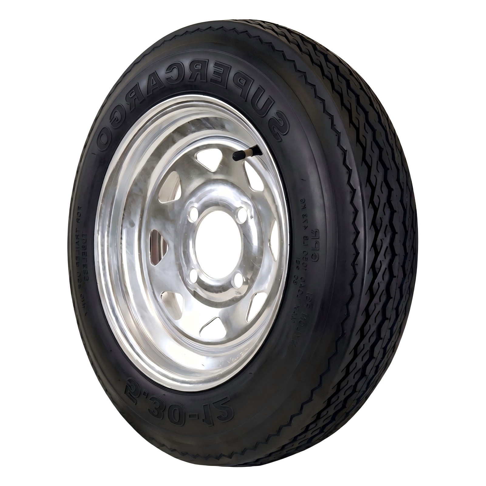 SUPER CARGO 2 Set SU02 5.30-12 6PR Boat Trailer Tire and 4-Lug Galvanized 8 Spoke Wheel Assembly