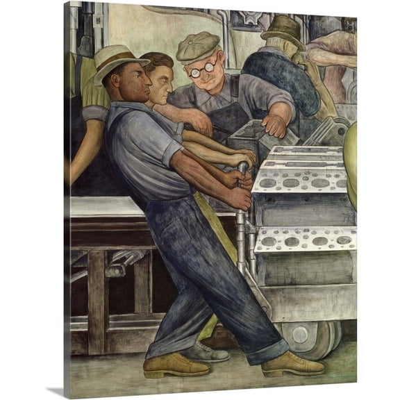 Great Big Canvas "Detroit Industry, north wall, 1933" by Diego Rivera Light Gray Wrapped Canvas Print Wall Artwork