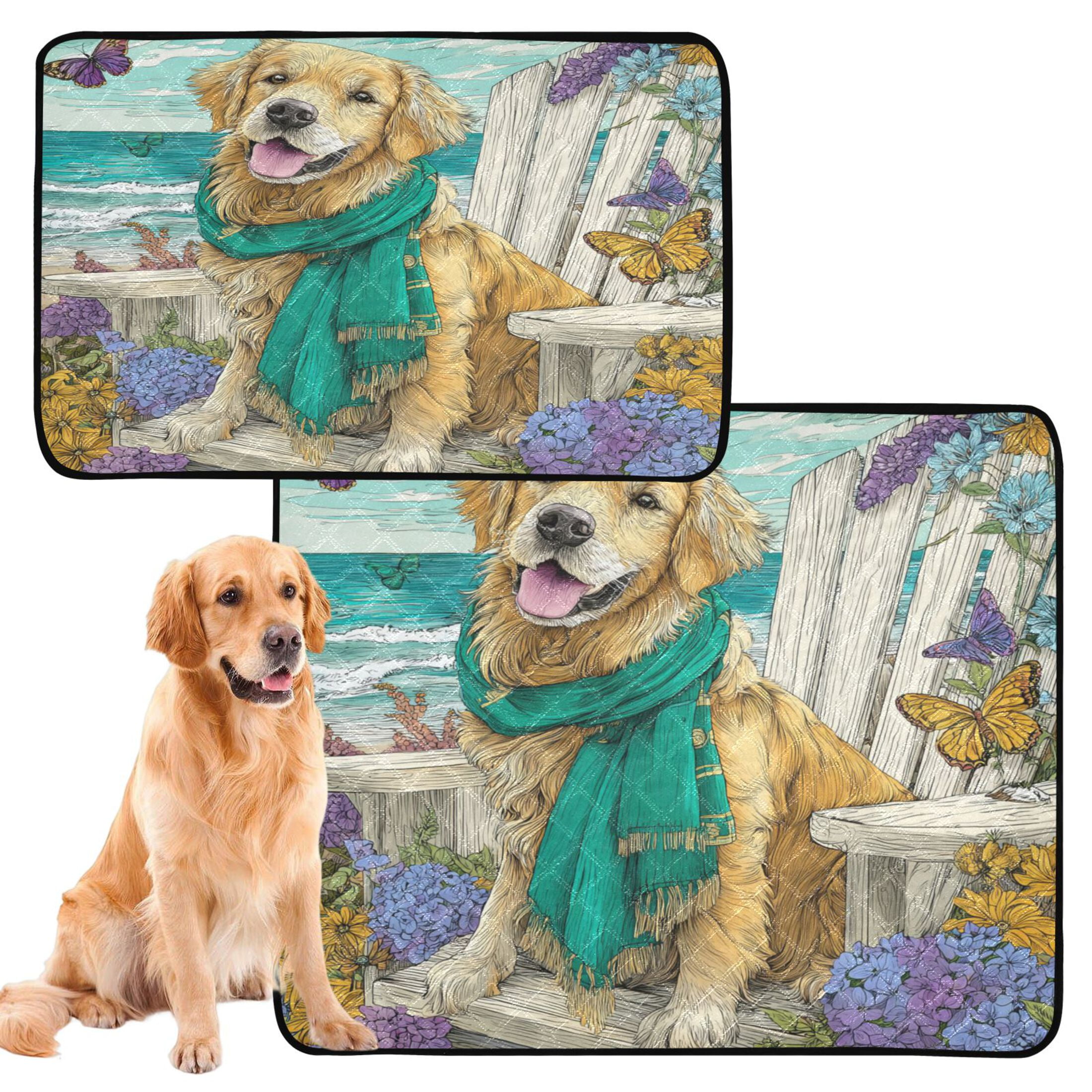 Qxltty Golden Retrievers Cat litter Pads Pet Set of 3 Diaper Mats Center Anti-leakage Layer Absorbent Soft and Comfortable