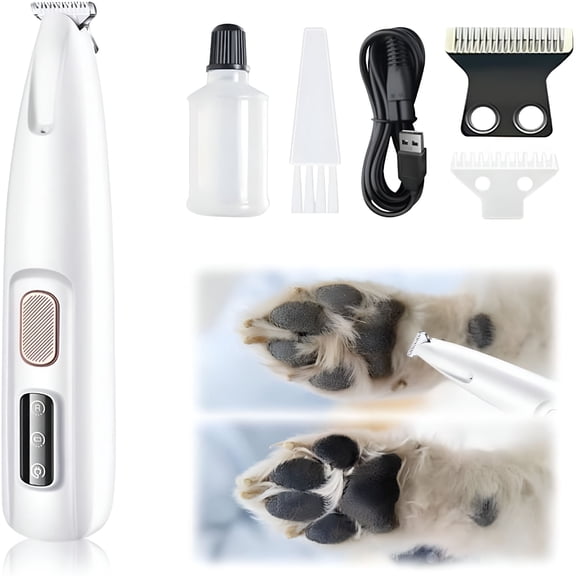 FACEGA Pet Micro Precision Trimmer, Upgraded Rechargeable Low Noise Cordless Dog Paw Trimmer with LED Light, Multifunctional Pet Hair Clippers for Paws, Eyes, Ears, Face, Rump