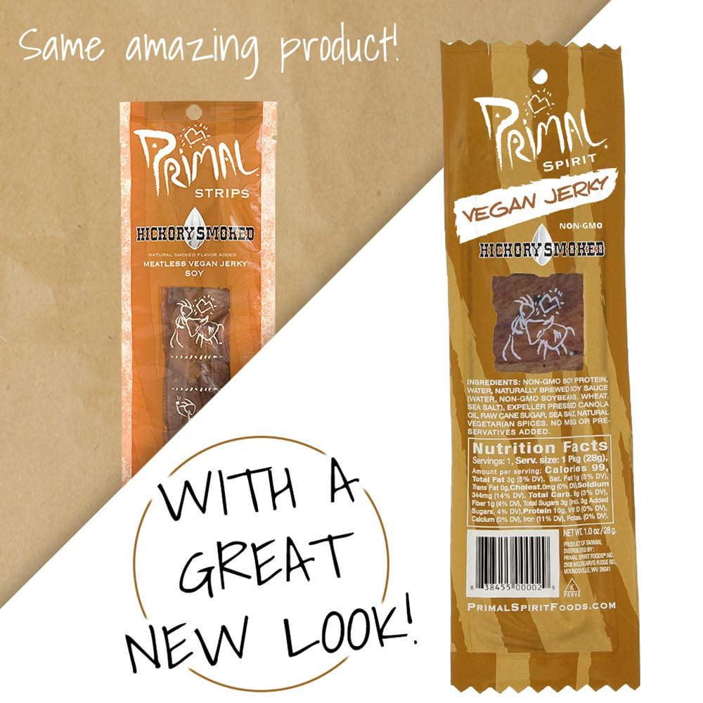 Primal Strips Hickory Smoked Meatless Vegan Jerky, 1 oz. (24 count)