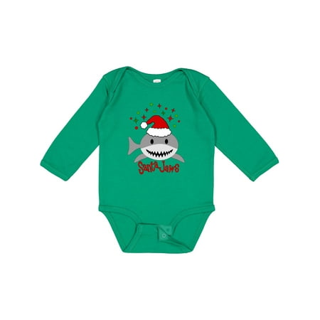 

Inktastic Santa Jaws Cute Christmas Shark in Santa Hat Gift Baby Boy or Baby Girl Long Sleeve Bodysuit