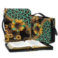 thumbnail image 3 of FOR U DESIGNS Sunflower Leopard Print Bible Case with Strap Leather Bible Covers for Men Size Large Easy to Clean Sturdy Bible Protective Carrier with Handle Bible Cover Case for Women, 3 of 7