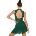 thumbnail image 6 of iiniim Lyrical Dance for Women Rhinestone Figure Skating Dresses Sleeveless Ballet Dancewear Dark Green S, 6 of 7
