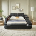 thumbnail image 3 of Queen Size Multifunctional Bed Frame, Upholstered Storage Platform with Right-Side Massage Recliner, Music Speaker, USB Charging Station, 3 of 7