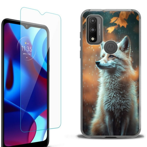 Slim-Fit Fashion Phone Case for Motorola Moto G Pure, with Tempered Glass Screen Protector, by OneToughShield ® - Fox Autumn