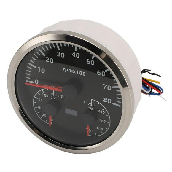 110mm 3 in 1 Speedometer Boat Oil Pressure Gauge Tachometer Water Temperature with 7 Color Backlight for Cars, RVs, Boats, Trucks