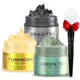 thumbnail image 1 of Set de mascarillas de arcilla Hicream, cúrcuma, té verde y mar Muerto, 225 ml, 3 unidades, 1 of 8