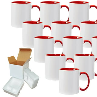 Mugsie | Sublimation Mug Bulk Pack - 12 Red Inner Magic Color Charging Mugs (15oz) - Securely Shipped with Cardboard Box and Foam Supports for Safe