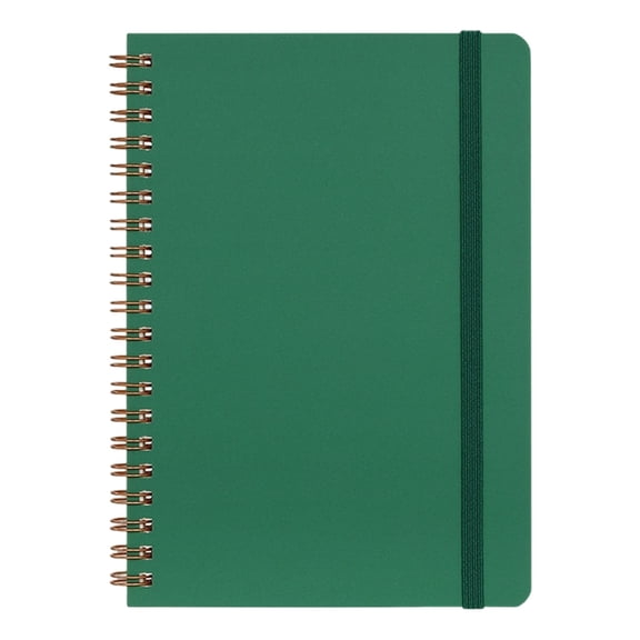 Spiral Notebook 60 Sheets, Hardcover Double Wire Bound Lined Journal, Solid Color Elastic Closure Writing Pad, Thick Ink Resistant Paper Daily Planner Notebook, Portable Work Record Notepad