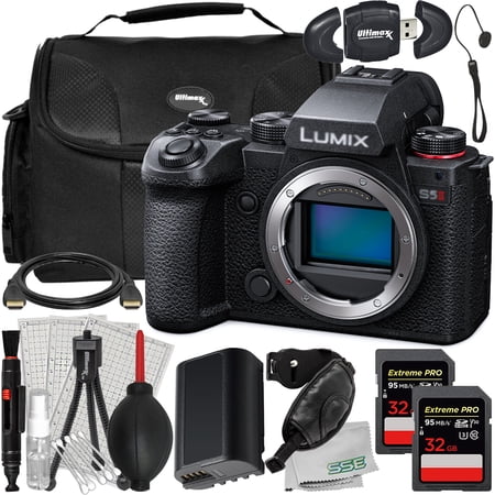 Ultimaxx Essential Panasonic Lumix S5 II Camera Bundle (Body Only) - Includes: 2x 32GB Extreme Pro SDXC  1x Spare Battery  Water-Resistant Gadget Bag & More (23pc Bundle)