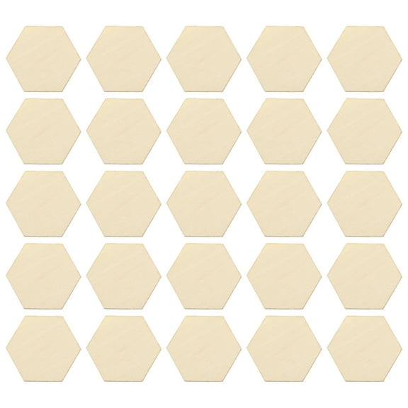 50 PC Coasters Brown Craft Hexagons Wood Chip Decorations Child