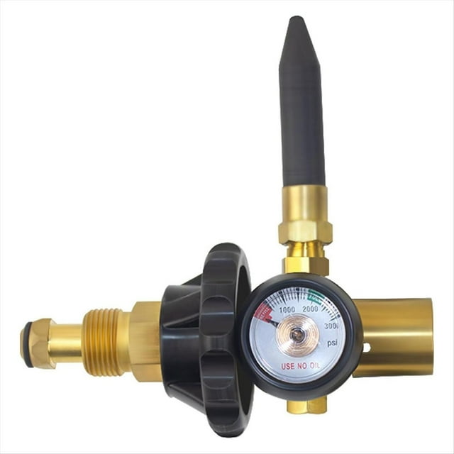 Regulador de Flujo de Aire para Inflador de Globos de Látex y Helio de 0 A 3000 PSI con Manómetro para Válvula de Tanque CGA580. Regulador de Tanque.