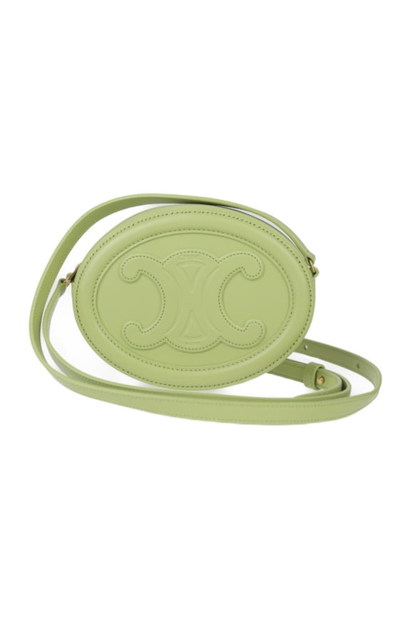 Pre-Owned CELINE Cuir Triomphe Oval Purse Crossbody Shoulder Bag 10I703DPQ in Green...