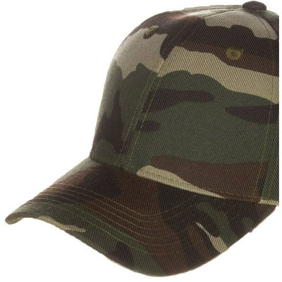 Men's Plain Baseball Cap Adjustable Curved Visor Hat - Camo