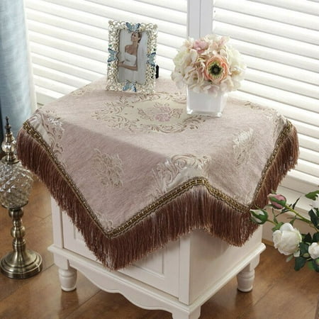

UMMH Chenille tablecloth thickened Rectangular Table Cloth Tassels Jacquard Dustproof Dining Table Cloth
