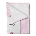 thumbnail image 2 of Kitty Soft Flannel Fleece Throw Blanket, Design of a Kitten in a Crown on a Polka Dots Background, Cozy Plush for Indoor and Outdoor Use, 50" x 70", Baby Pink Grey, by Ambesonne, 2 of 5