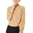 thumbnail image 1 of INSPIRE CHIC Junior's Sweet Ruffle Peter Pan Collar Button Up Shirt, 1 of 5