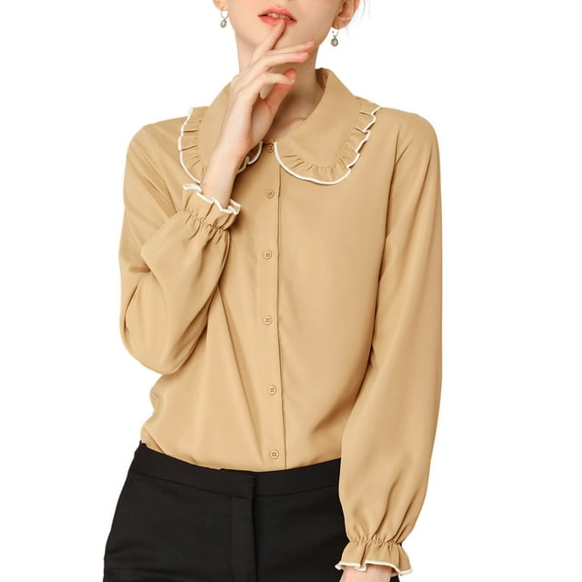 INSPIRE CHIC Chemise à Col Boutonné à Volants Peter Pan Junior