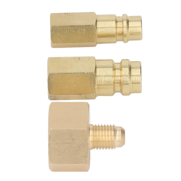 Piezas de Adaptador de Modernización, Kit de Adaptador de Aire Acondicionado de Interruptor 1/4 en la Conversión de Cobre de Hilo Femenino Dorado para R134a