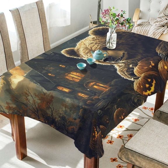 BZSMCE Square Tablecloth Halloween Bear Pattern Tableclothes