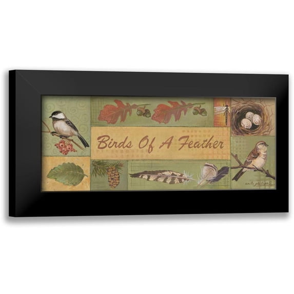 Phillips, Anita 14x8 Black Modern Framed Museum Art Print Titled - Birds of a Feather