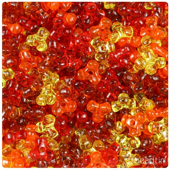 BeadTin Orange & Gold Mix Transparent 11mm TriBead Craft Beads (500pcs)