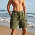 thumbnail image 7 of Generic Mens Solid Color Cargo Shorts Casual Lightweight Stretch Hiking Short Elastic Waist Drawstring with Multipockets, 7 of 7