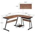 thumbnail image 3 of Ivinta L-shape Computer Desk with Keyboard Tray, Corner Desk, Brown, 3 of 10