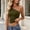 Army Green, variant on Women's One Shoulder Tank Tops Double Lined Sleeveless Slim Fit Cropped Tee Shirt Y2k Tops