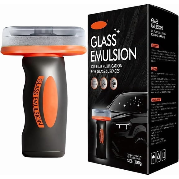 2026 Handheld Glass Oil-Film Remover, Car Glass Cleaner Oils Film Cleaning Brush, Q4 Glass Guard Windshield Cleaner & Oil Films Remover Emulsion Coating for Cars Window,, Crystal Clear View (1)