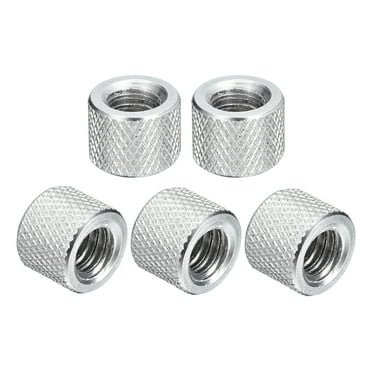 10Pcs Knurled Thumb Nut, 1/4"-20x10mm Pass Hole Nut Aluminum Alloy Silver