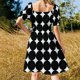 thumbnail image 5 of Vestido de verano de manga corta con estampado a cuadros retro brillante de los años 70, vestido de mujer 2025, moda de mujer, vestido de fiesta de lujo para mujer, 5 of 7