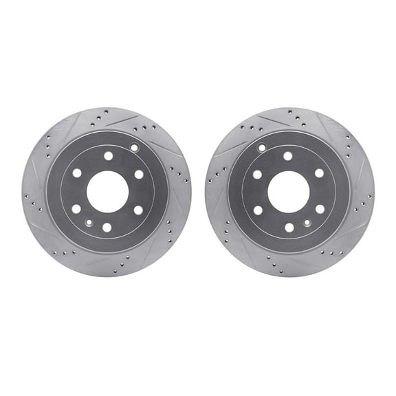 Dynamic Friction Company Rear Brake Rotors-Drilled and Slotted-Silver 7002-48052