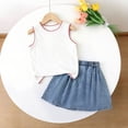 thumbnail image 4 of FSYBOA Girls Outfit Sets, 2 Piece Fashion Summer Casual Kids Tops and Skirts Set White Size 6-7T, 4 of 9