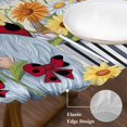 thumbnail image 3 of Gnomes Round Tablecloth, Fitted Table Cover with Elastic for 45"-54" Round Tables, White Yellow Daisy Floral Country Garden Floral Table Cloth Outdoor Indoor Dinning Party Waterproof Tablecloths, 3 of 7
