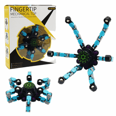 Fidget Spinner Cool Design Fidget Toy Creative transformable fingertip gyro Spinner mech Chain Bearing Funy Decompression Anti-Anxiety (Blue)