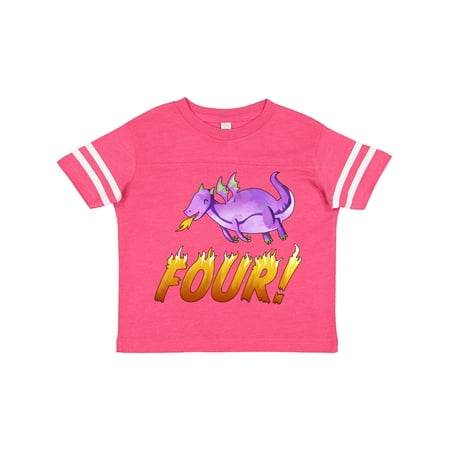 

Inktastic 4 Fourth Birthday Purple Dragon Breathing Fire Gift Toddler Boy or Toddler Girl T-Shirt