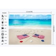 thumbnail image 2 of ABPHOTO Polyester 7x5ft Seaside Sand Beach Backdrop Memorial Day American Flags Stars Blue Sky White Cloud Summer Photography Background for Independence Day Party Kids Adults Photo Studio Props, 2 of 3