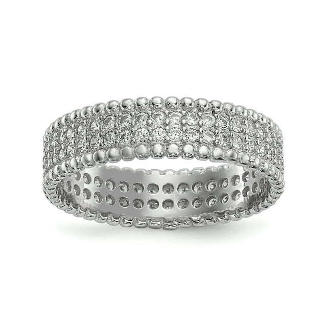 925 Sterling Silver Cubic Zirconia Cz 5.0mm Band Ring Stackable Fancy/