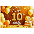 thumbnail image 3 of Golden Themed Happy 10th Birthday Backdrop Banner Party Supplies Birthday Decoration Photography Props Party Decor Background for Birthday Parties Photo Shoots Celebrations and Events, 3 of 7