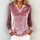 thumbnail image 1 of TaTaai Ladies Elegant Velvet Mesh Splice Long Sleeve V Neck Blouse Solid Color Fashion Dressy Top for Office Commute Daily Wear Soft Breathable Stylish Shirt Gift, 1 of 6