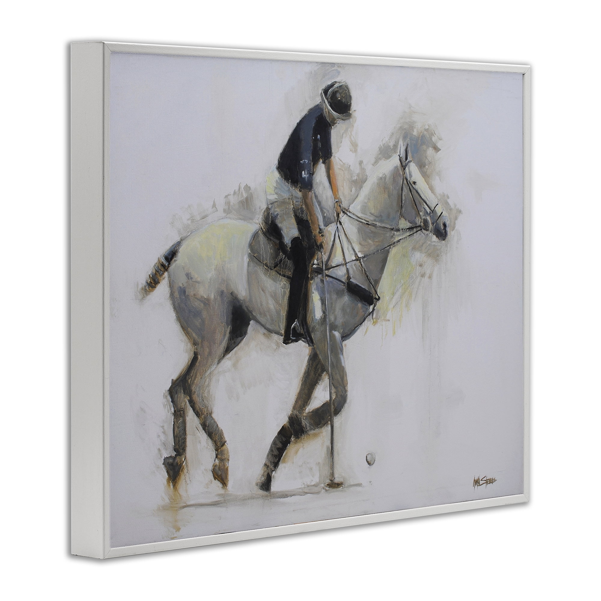 Stupell Industries Polo Rider in Motion White Framed Giclee Art, design by Jadei Graphics