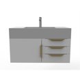 thumbnail image 2 of Castello USA Nile 36" Gray Wood Floating Vanity with Gray Top and Gold Trim, 2 of 8