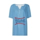 thumbnail image 4 of Fiudx Ofertas Relámpago Blusa de Manga Corta con Estampado de Moda para Mujer, Camiseta con Cuello En V, Tops Informales con Botones, 4 of 4