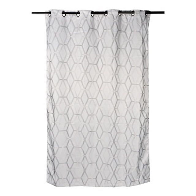 cortina de jacquard con arillos poliéster gris 210 x 140 cm