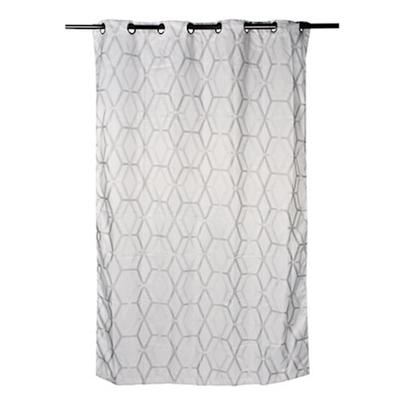 cortina de jacquard con arillos poliéster gris 210 x 140 cm